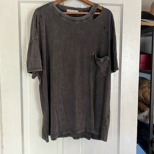 Free People Tshirt washed black color